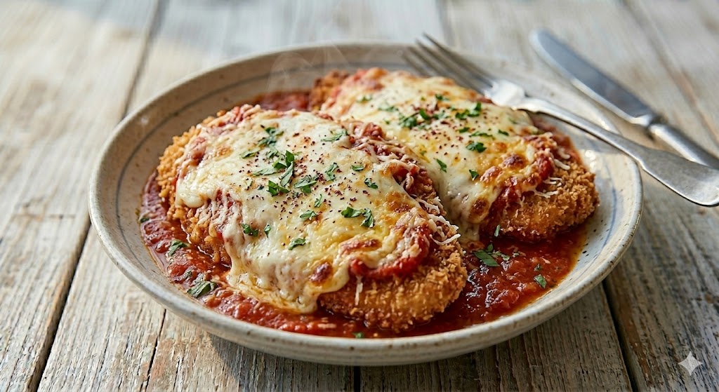 Chicken parmesan, a dinner a good budget grocery list app should help you actually afford