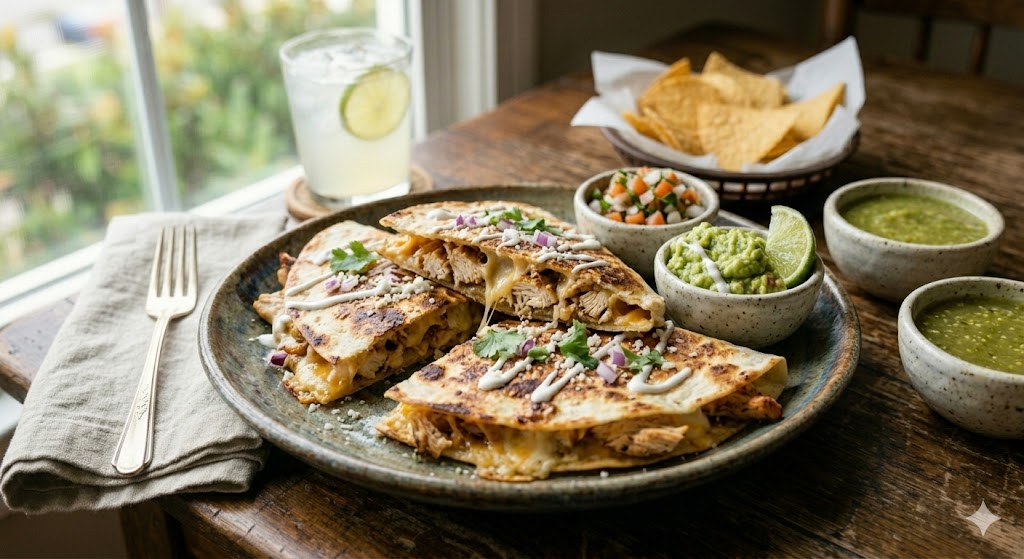 Chicken quesadillas, the kind of dish you'd swipe right on in a food tinder app